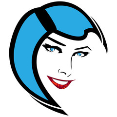 Obraz premium Beautiful woman with original blu hairstyle