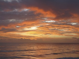 Coucher de soleil sur l'océan, Seychelles