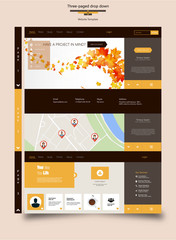 Three Page Drop Down Flat Website Template