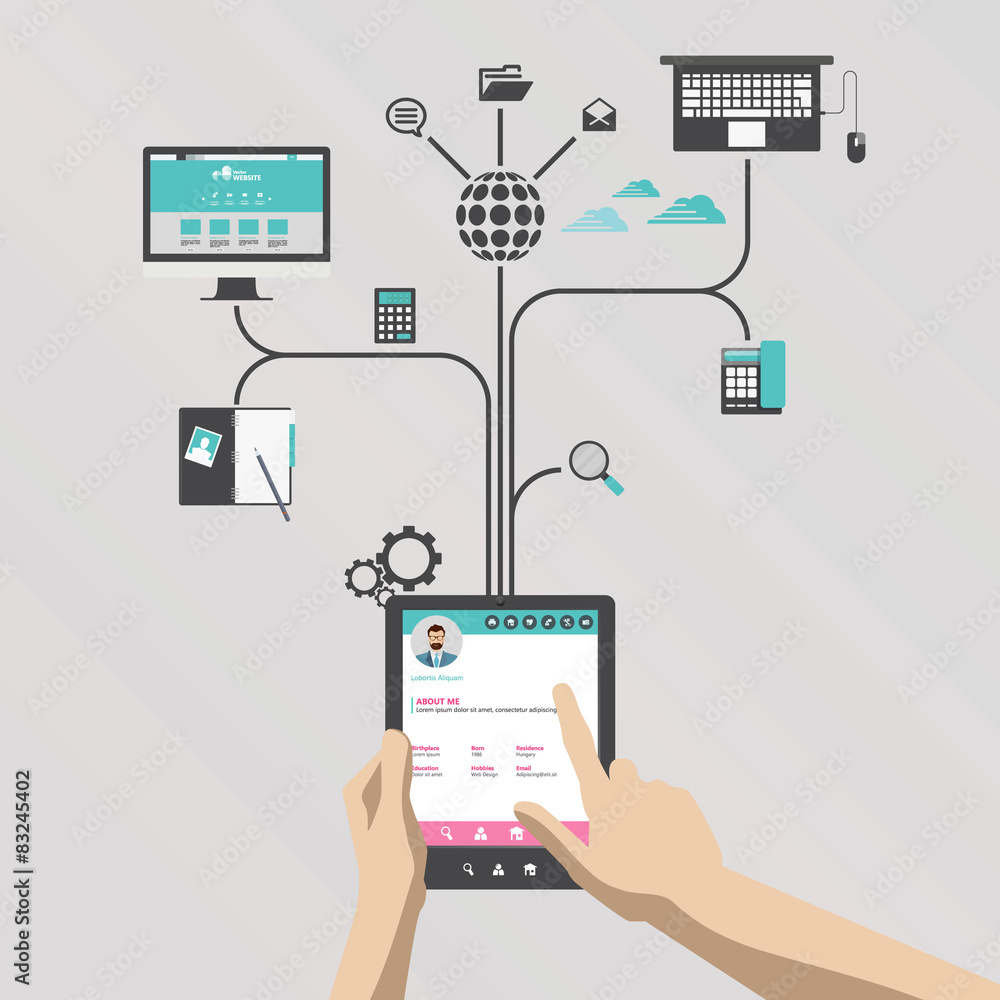 Poster using tablet for different purposes