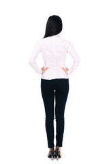 Back view portrait of a businesswoman