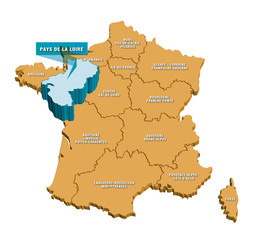 Carte régions de France 3D Loire 2