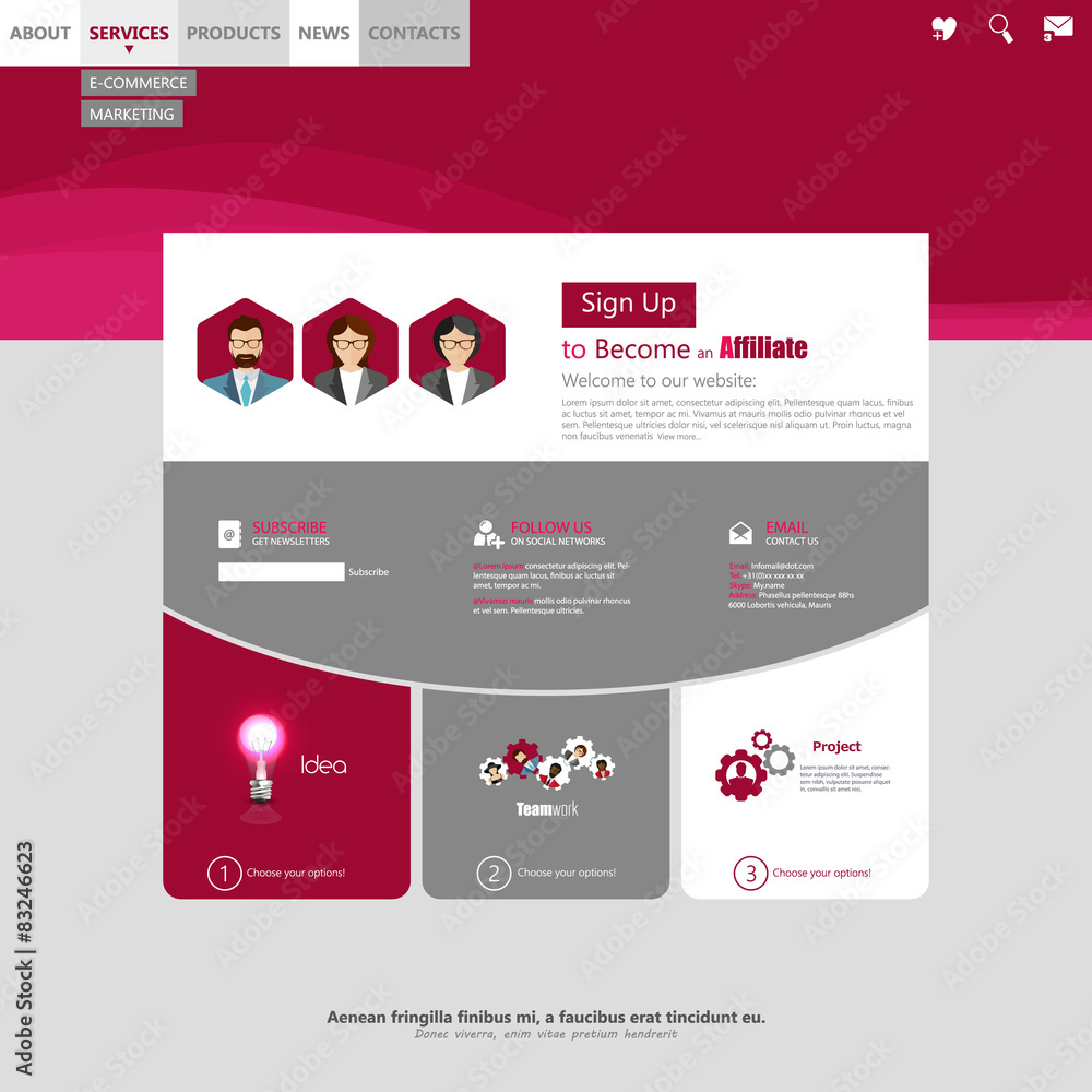 Wall mural flat website template vector design