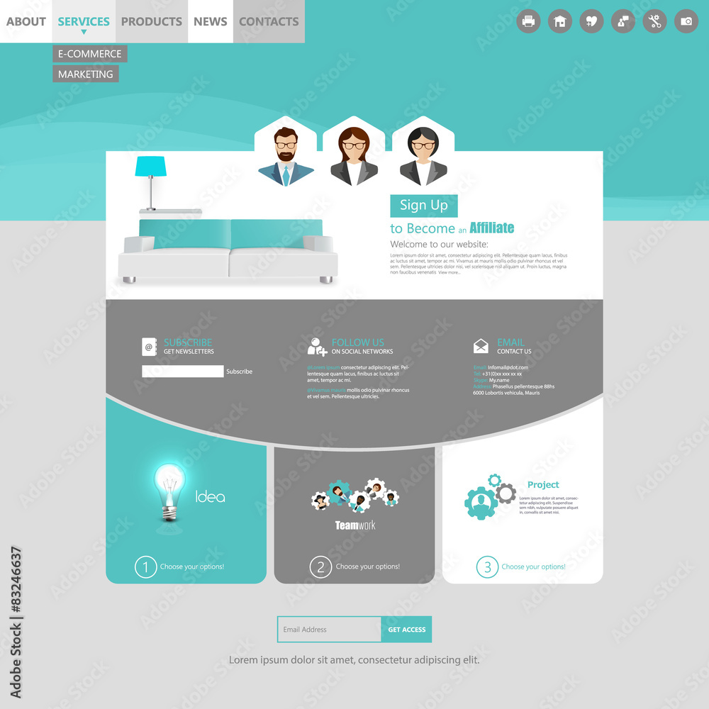 Poster modern flat style website design vector eps10