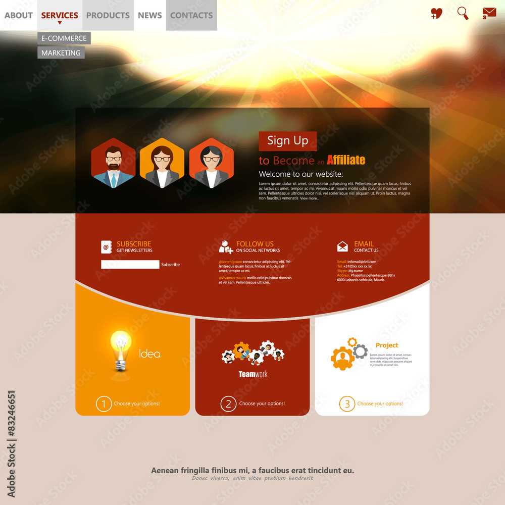 Poster autumn style website template vector design