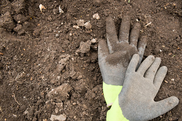 土と手袋