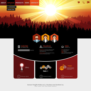 Modern Flat style website design /autumn theme
