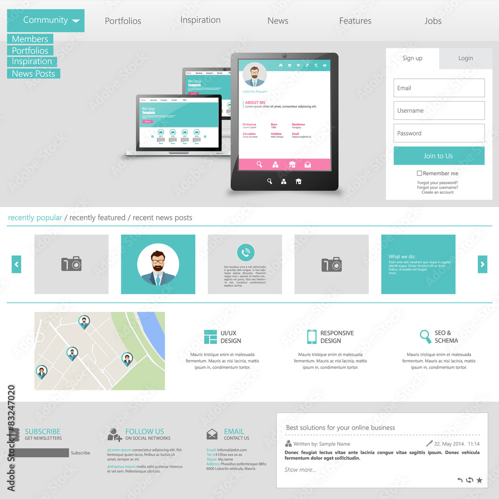 Poster flat web design elements. templates for website.