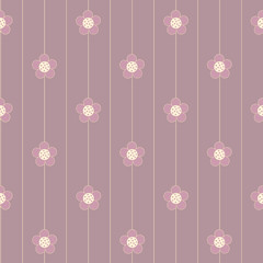 Seamless floral pattern with vertical lines