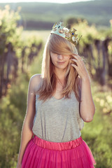 Blonde woman playing with here hair outdoor © Laszlo