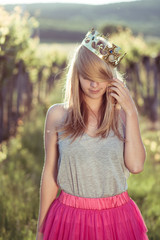 Blonde woman playing with here hair outdoor © Laszlo