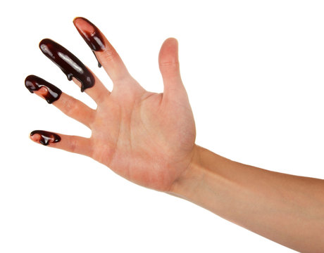 Fingers Of A Female Hand Depicture The Chocolate