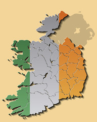 Map of Republic of Ireland with Flag