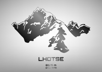 Outline vector illustration of steel Mt. Lhotse - obrazy, fototapety, plakaty