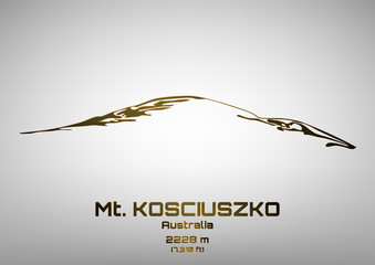 Fototapeta premium Outline vector illustration of bronze Mt. Kosciuszko