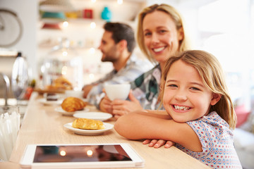 Woman with child in cafe