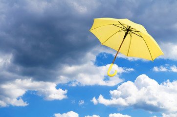 Multicolored umbrellas against  sky
