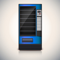 Vending Machine with shelves, blue coloor.