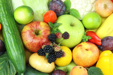 Naklejka na ściany i meble Vegetables and fruits harvest