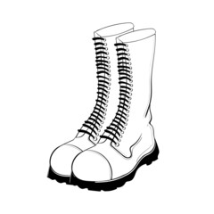 Illustration of hand drawn military boots