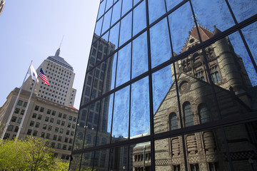 Boston Trinity Church in Copley Square reflected, USA

