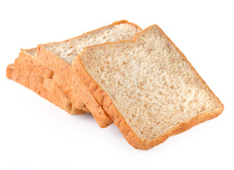 fresh bread slices isolated on white background