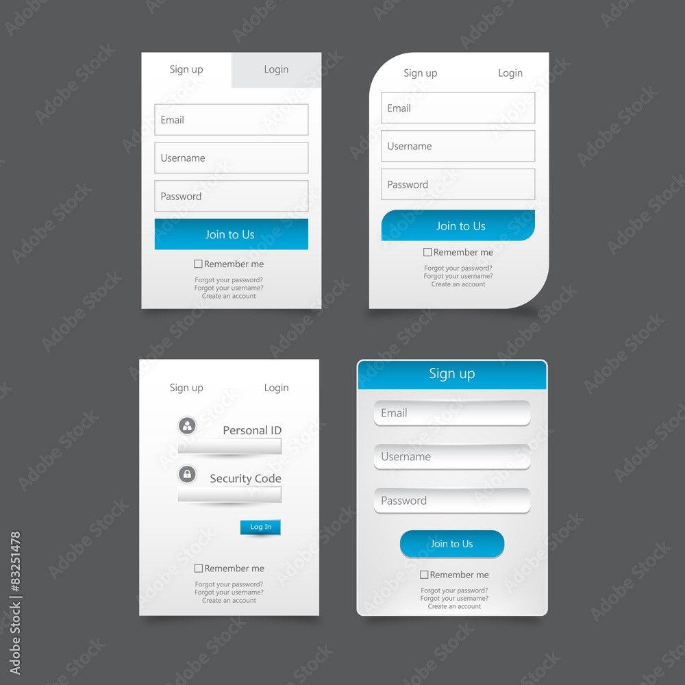 Poster clean member login set design