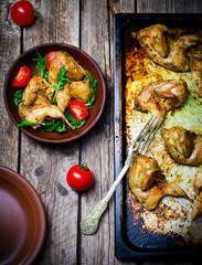 the fried quails with salad