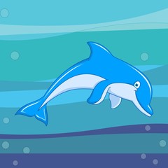Dolphin in Water Cartoon Character