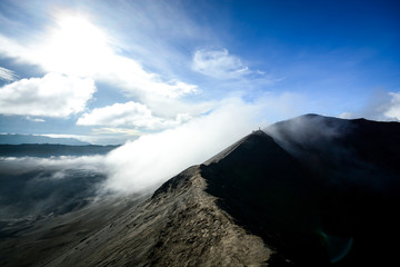 Crater rim of mount Bromo in Java, Indonesia