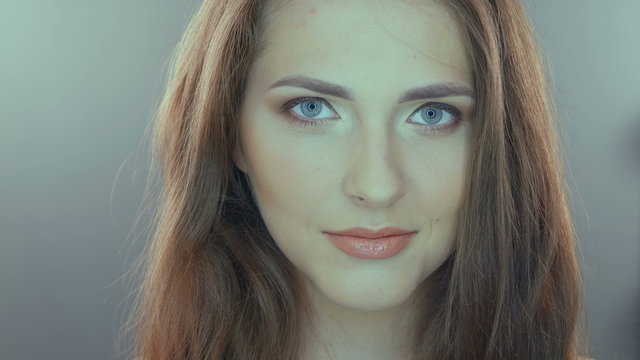 Beauty portrait of young woman with beautiful healthy face and