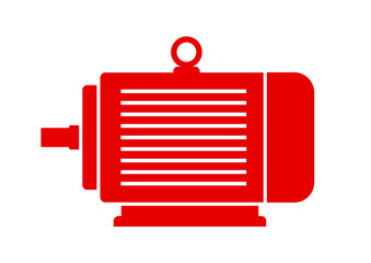 Red electric motor icon on white background