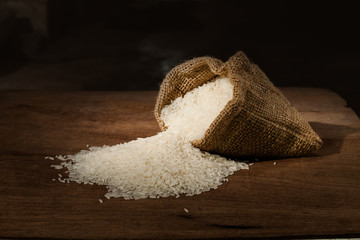 rice in small burlap sack