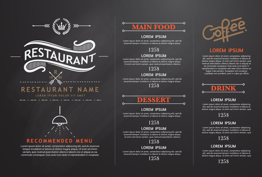 vintage and art restaurant menu design.