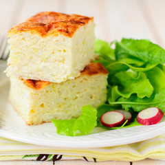 Zucchini Rice Slice with Green Leaf Salad
