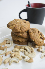 cookie biscuit baked breakfast meal cashew coffee concept