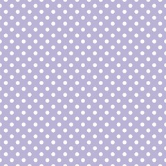 Tile vector pattern white polka dots on pastel violet background