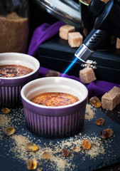 Creme brulee with gas burner