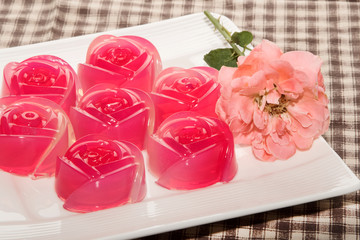 Close up of colorful thai jelly ,thai delicious dessert