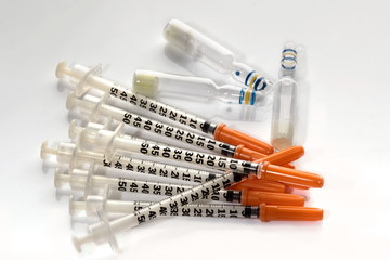 medicine Vials with syringe.