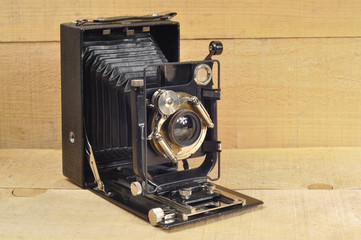 Vintage old camera with bellows