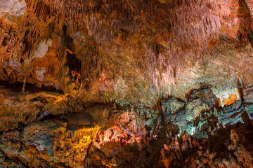 View of the Stalactites and stalagmites in Damlatas Caves