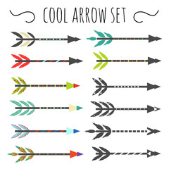 Vector hipster set with arrows with feathers