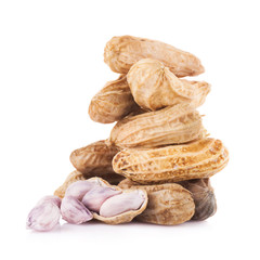 Closeup of boil peanut thai style on white background