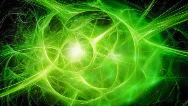 Green abstract glowing energy ball
