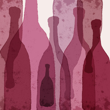 Wine bottles. Watercolor silhouettes.