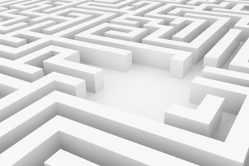 White maze, complex way to find exit.