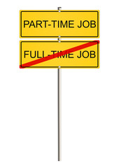 Part Time Job. Road sign. Raster