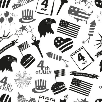 american independence day celebration icons pattern