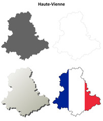 Haute-Vienne (Limousin) outline map set